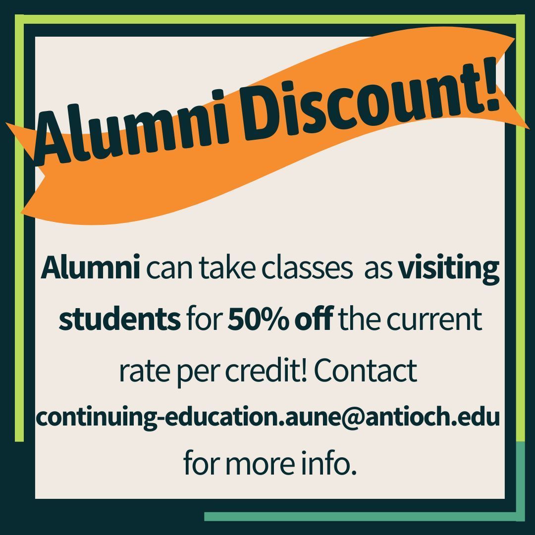 Antioch New England Education (@antioch_new) on Twitter photo At Antioch, we know learning is a lifelong process. That's why we offer our alumni 50% off if they take classes as visiting students!
Contact Continuing Education to learn more at continuing-education.aune@antioch.edu.
#keeplearning #alumnidiscount #AUNE #education @antiochu At Antioch, we know learning is a lifelong process. That's why we offer our alumni 50% off if they take classes as visiting students!
Contact Continuing Education to learn more at continuing-education.aune@antioch.edu.
#keeplearning #alumnidiscount #AUNE #education @antiochu