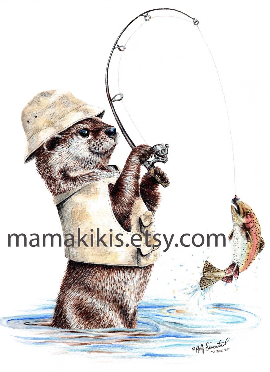 mamakikis.etsy.com/listing/171214… #Natures Fisherman posters for sale at a great price! #otter #otterart #fish #fishing #fishingart #animal #animalart #wildlife #wildlifeart #trout #troutfishing #art #artwork #artist #animalartist #painting
