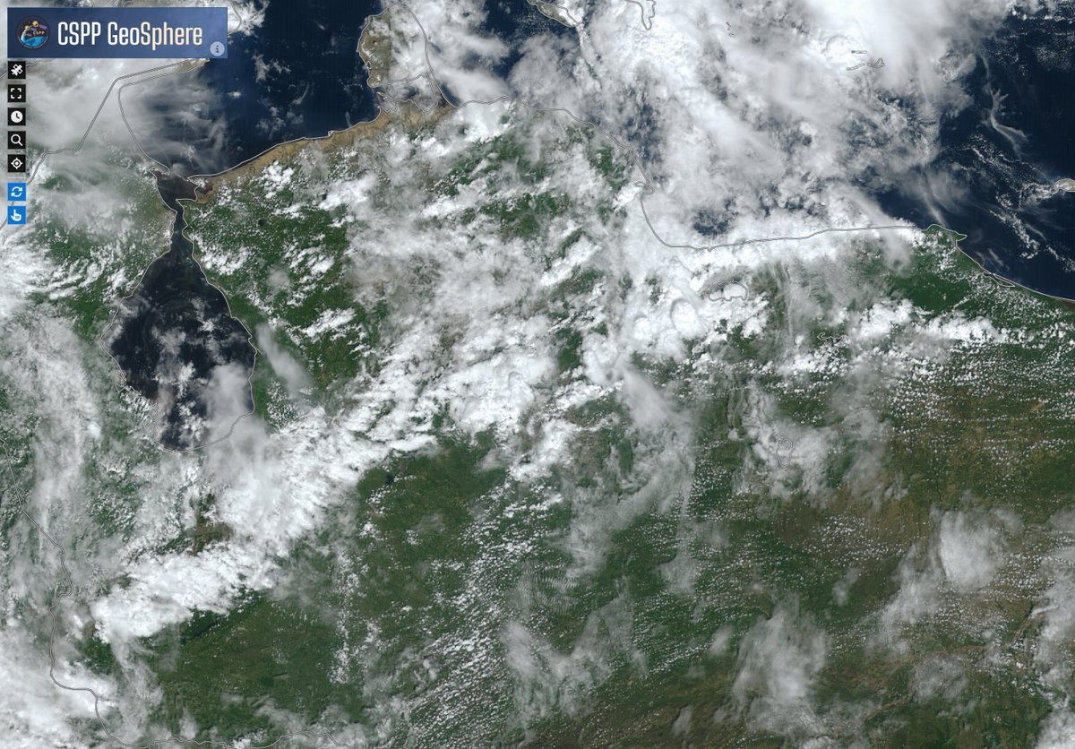 #2Nov A las 12:00 HLV se observan nubes de evolución que han estado en incremento progresivo generando lluvias y chubascos, algunos con descargas eléctricas, por ahora en  zonas de montaña de Táchira, partes de Mérida, de Trujillo, Falcón, Lara, Yaracuy, noroeste de Barinas,