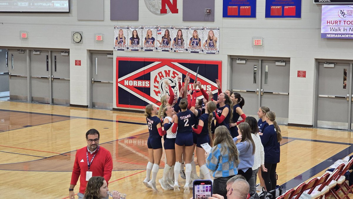 STATE BOUND! 🏐 <a href="/NorrisTitanVB/">Norris Titan Volleyball</a> 🏐 punched their 🎟 and will play at The Bank on Wednesday at 9:00 am! Let's 👏 Go 👏 #NorrisTitans!