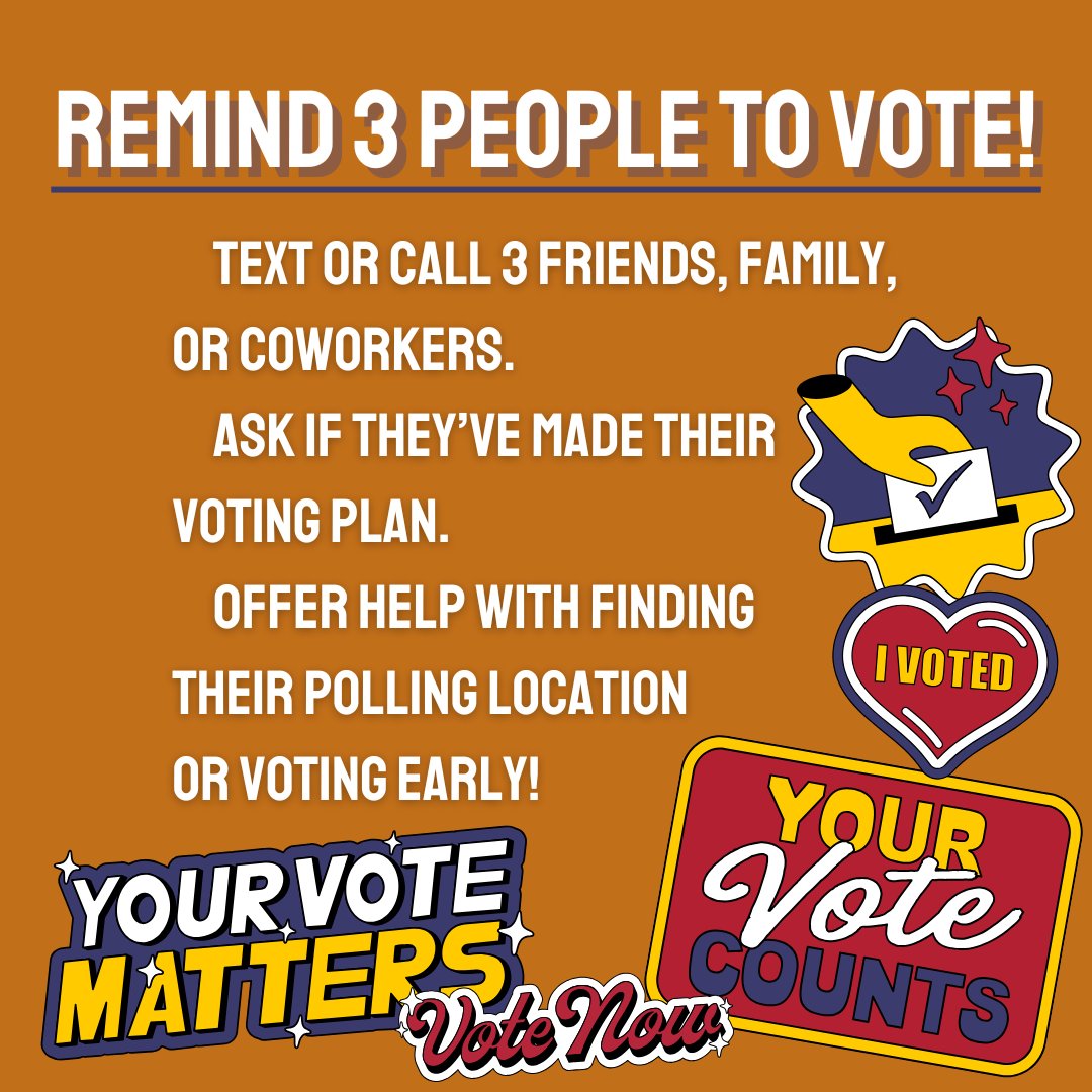 joe_seeman's tweet photo. Help increase voter turnout by up to 8%! Just remind 3 friends to vote! Research shows personal reminders can make a real difference. Let’s get everyone to the polls this November 5th!

#VoteJoeSeeman #IncreaseTurnout #RemindThree #YourVoteMatters https://t.co/2hGpYPoWKn