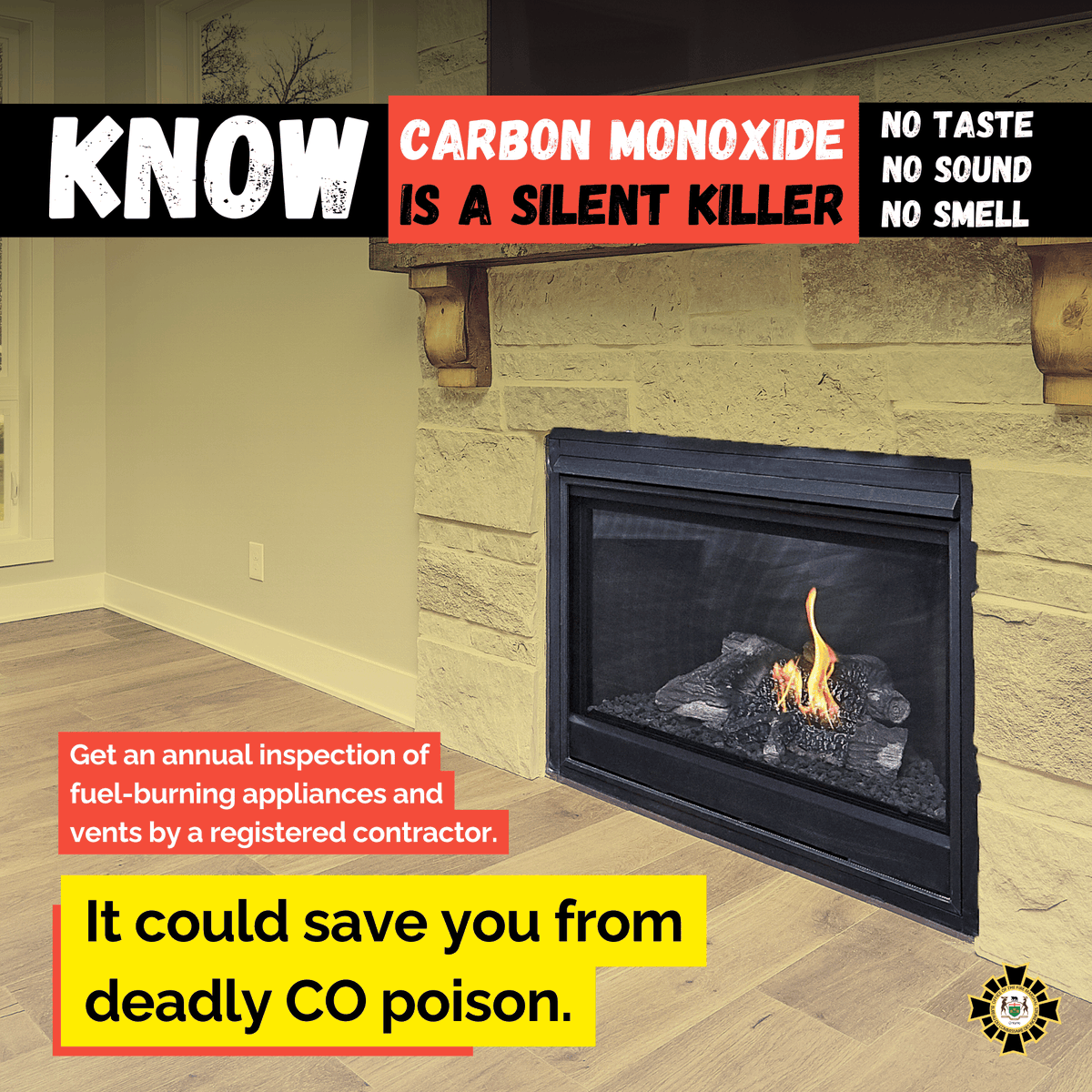 ONFireMarshal's tweet photo. Get an annual inspection of all fuel-burning appliances and vents by a registered contractor at https://t.co/bNCfHQQ1nz. It could save you and your loved ones from the dangers of Carbon Monoxide poisoning.
#KnowCO #COSafety #CONoTasteNoSmellNoSound #CarbonMonoxideAwareness https://t.co/CW15slz2Pf