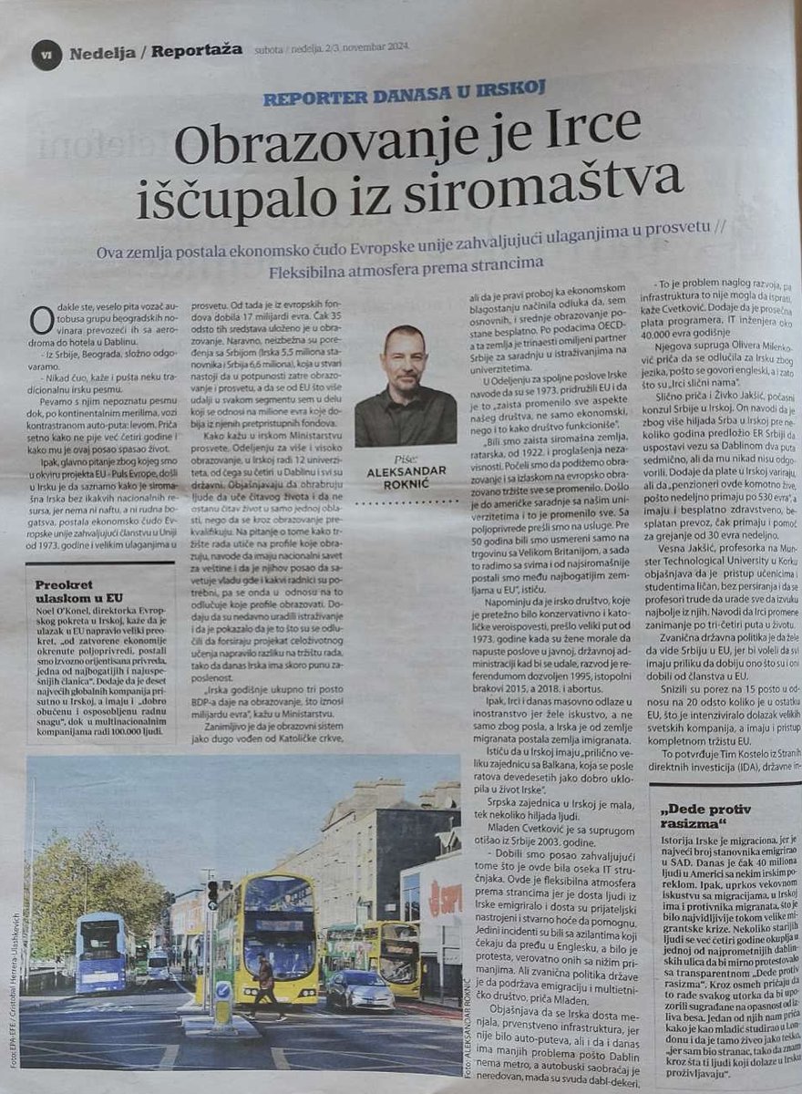 PulsEvrope's tweet photo. Kako je 🇮🇪Irska postala ekonomsko čudo Evropske unije zahvaljujući ulaganjima u prosvetu, čitajte u reportaži Aleksandra Roknića u vikend izdanju @OnlineDanas.
#PulsEvrope #medijskeposete #mediatrips https://t.co/rMZVcOzcRs
