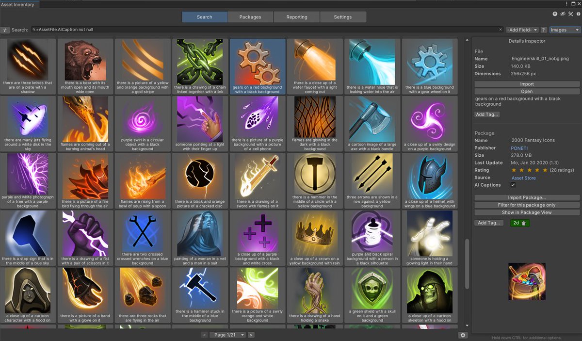 Let a free local AI create captions for all your <a href="/unity/">Unity</a> assets to find everything easily!

#madewithunity #screenshotsaturday #gamedev #indiedev <a href="/AssetStore/">Unity Asset Store</a> #AI