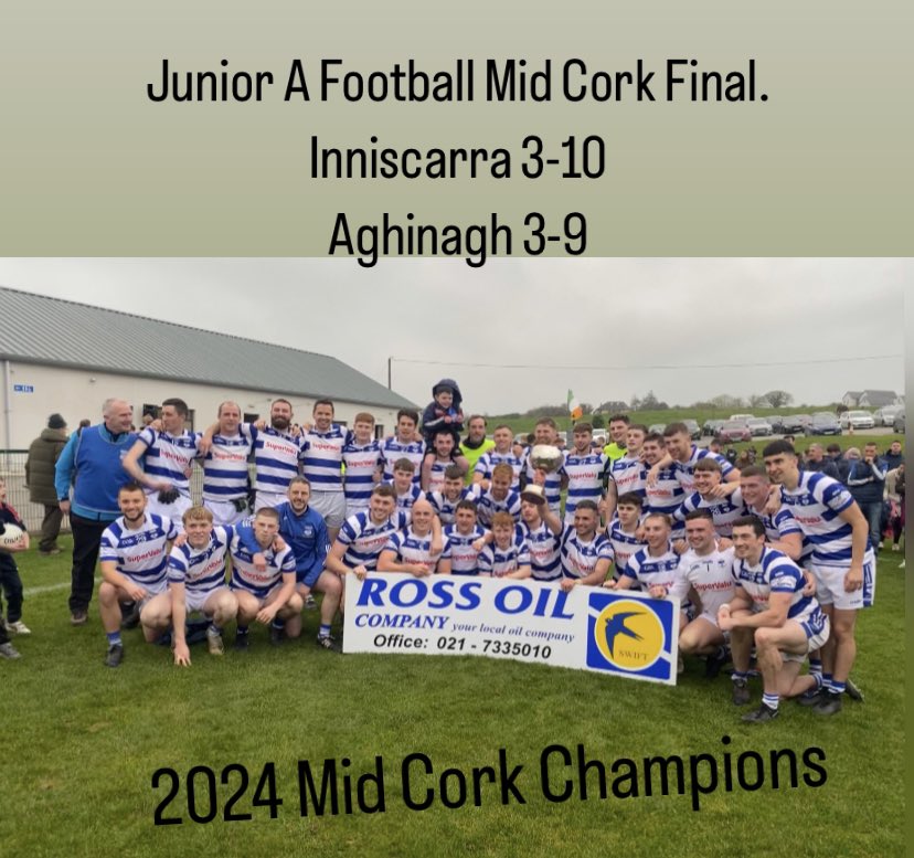 ScarraGAA's tweet photo. First Junior A Mid Cork title since 1989! Take a bow lads, what a game and what a win. 👏🔵⚪️ https://t.co/x6xK3k9RHu