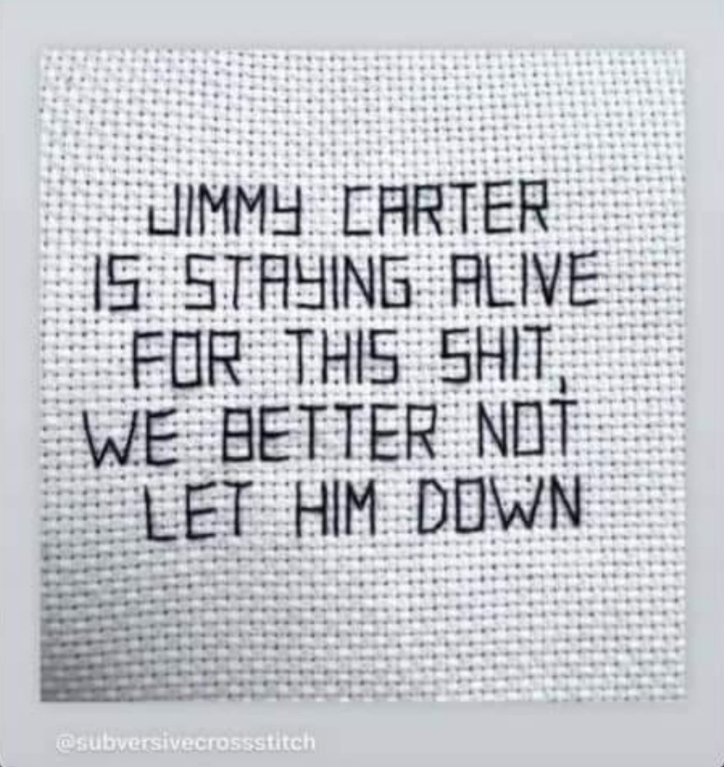 Jimmy Carter did it! 
Don't let him down! 
Get Out and Vote Today! 💙🌊
Grab a friend, neighbor, or family member and Get Out The Vote! 🗳💙
#VoteEarlyforKamala 
Polling location locater: iwillvote.com