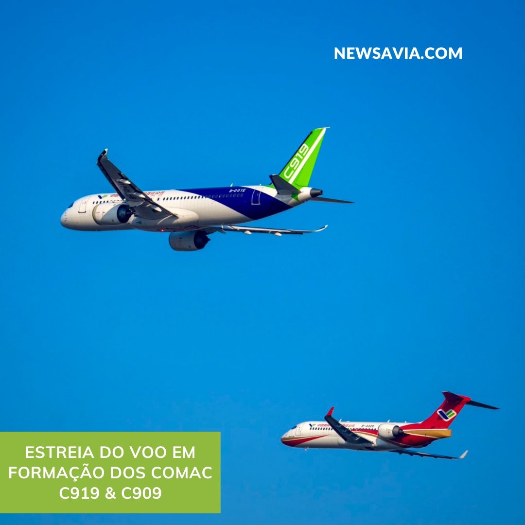 Estreia do Voo em Formação dos COMAC C919 &amp; C909 na China! 🇨🇳✈️

Pela primeira vez, os modelos C919 e C909 (anteriormente ARJ21) da COMAC exibiram-se num voo em formação nos céus de Nanchang, China
🔗 Outras Notícias no Newsavia!
🚨 Segue o NEWSAVIA Telegram @newsavia_pt

#COMAC