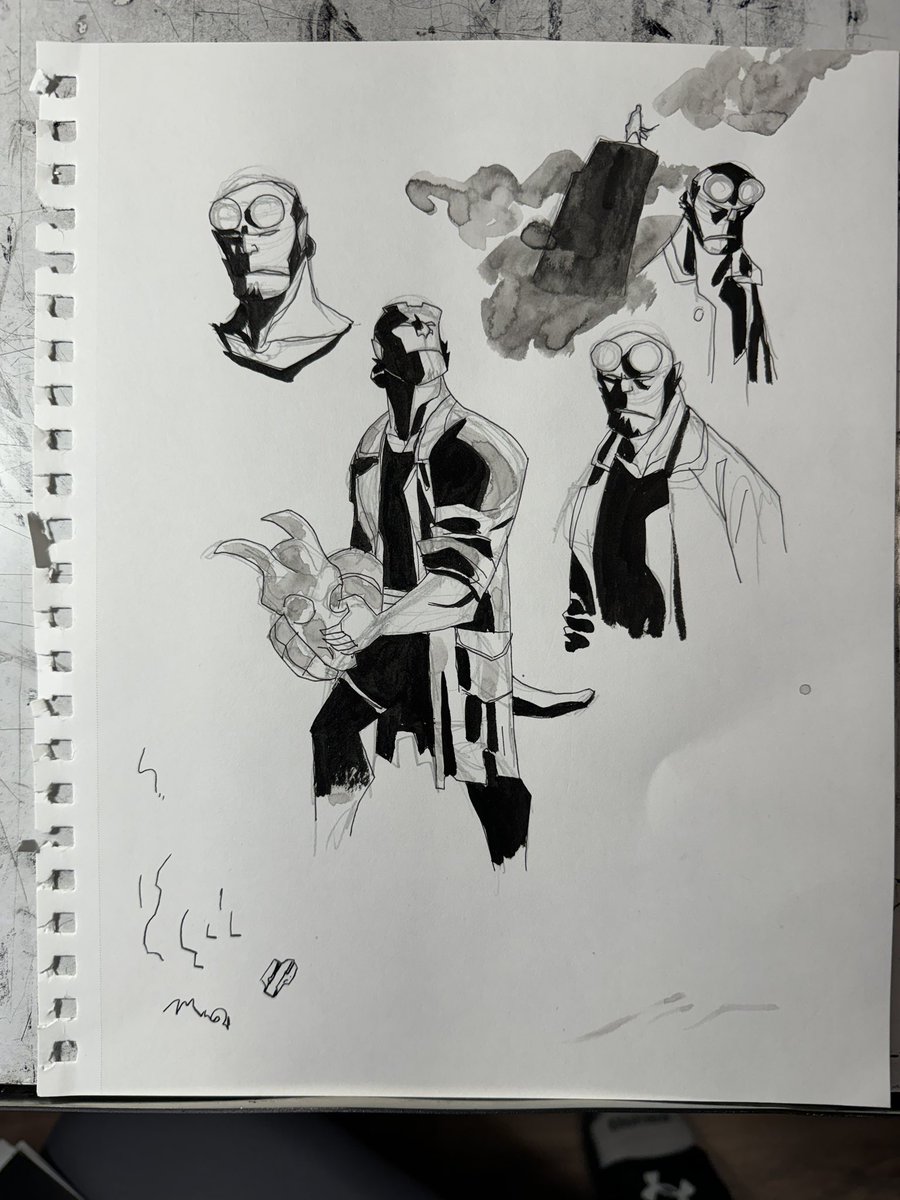 Oeming's tweet photo. Today at 11am pst 2pm pst huge online art sale #powers #superboy #Hellboy #BPRD and more https://t.co/usnetFHreT