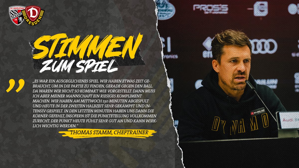 DynamoDresden's tweet photo. Thomas #Stamm auf der Pressekonferenz nach dem Spiel: "Der Punkt heute fühlt sich sehr gut an und kann wirklich wichtig werden." 🗣 #FCISGD #sgd1953 https://t.co/fyLNSl7qWm