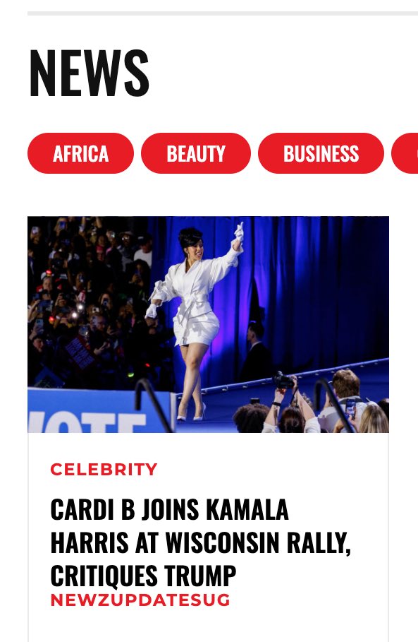 campusnightchat's tweet photo. American Rapper @iamcardib humorously referred to @realDonaldTrump as a “Donny Dunk” during her Speech at the @KamalaHarris Wisconsin Rally.
Details: https://t.co/IWHYhinnZB
#CNCUpdates https://t.co/Vp6pRlT6PA