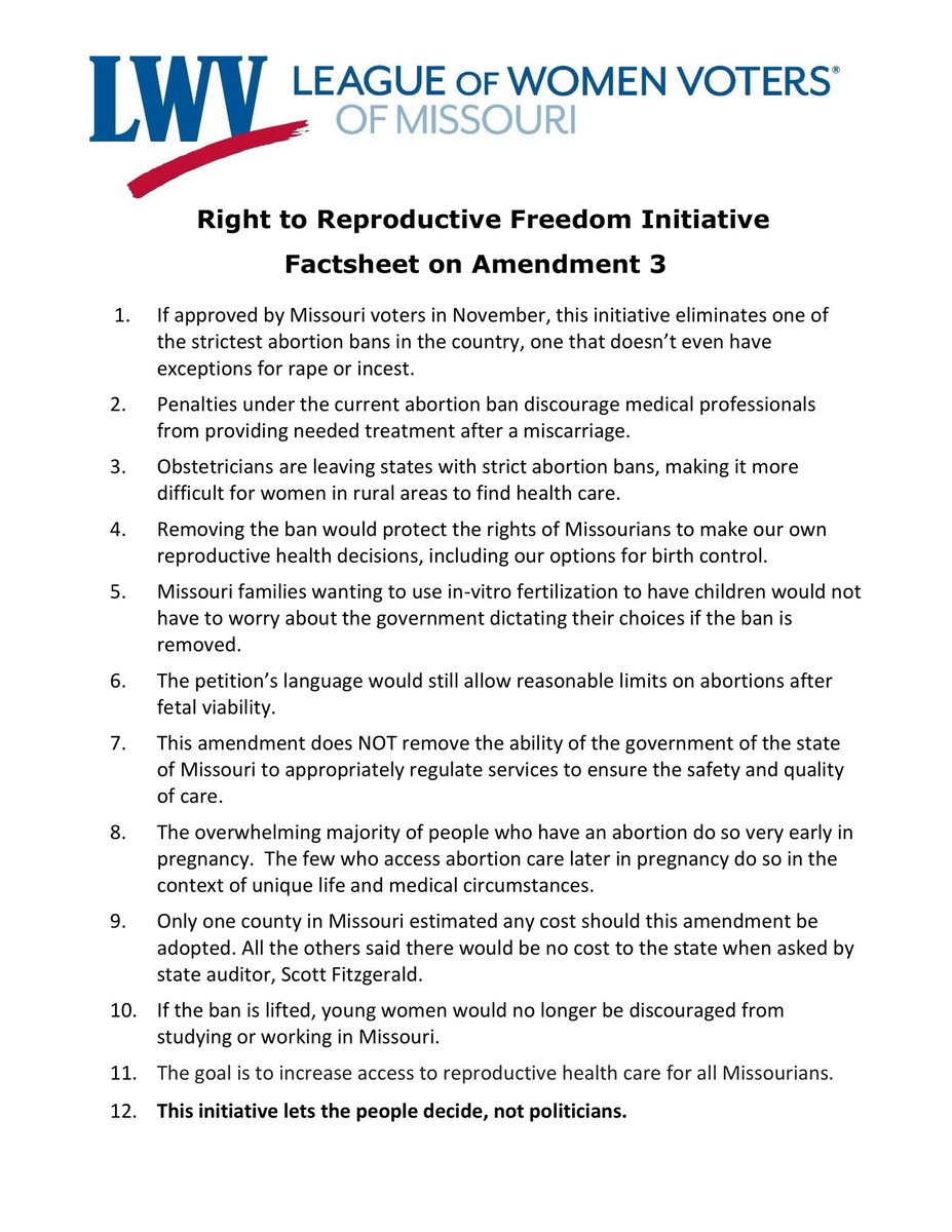 Missouri Amendment 3 will kick politicians out of the exam room and give reproductive decisions back to the patient. Join me in voting #YesOn3 #NoMoBans