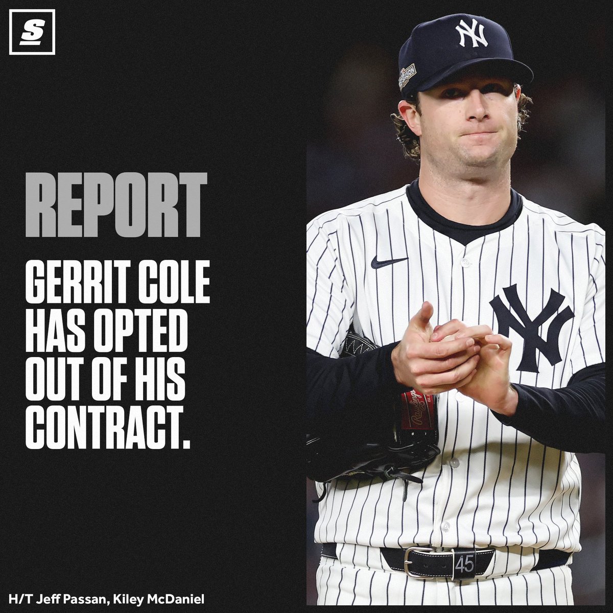 Gerrit Cole has reportedly opted out of his contract.

The Yankees can void the opt-out by adding 1 year and $36 million to the 4 years and $144 million that their ace had remaining. 👀