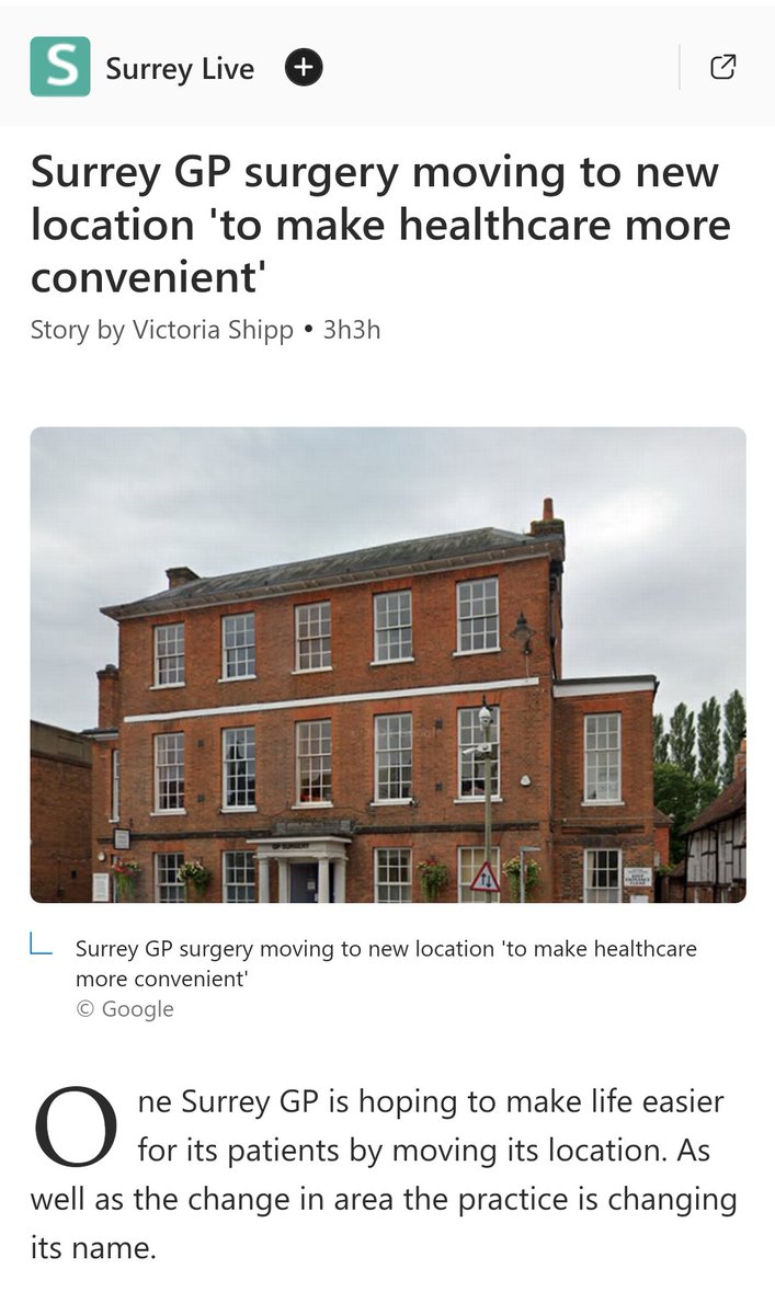 FARNHAM

Lib Dem Cllr Mark Merryweather said: “We’re looking forward to the completion of the refurbishment and Downing Street Group Practice being able to move in and begin seeing patients in the new space.

#Surrey #NHS #Healthcare 

msn.com/en-gb/health/o…