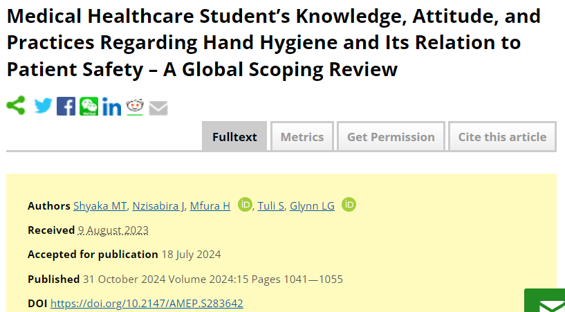 Do medical students know how to wash their hands? 🤔
Excited to share a research paper I co-authored with my colleagues <a href="/MfuraMD/">Héritier Mfura</a> &amp; <a href="/shyaka_modeste/">Shyaka Modeste</a>  that dives deep into this question! Our study explored healthcare students' knowledge, attitudes, and practices around hand hygiene.