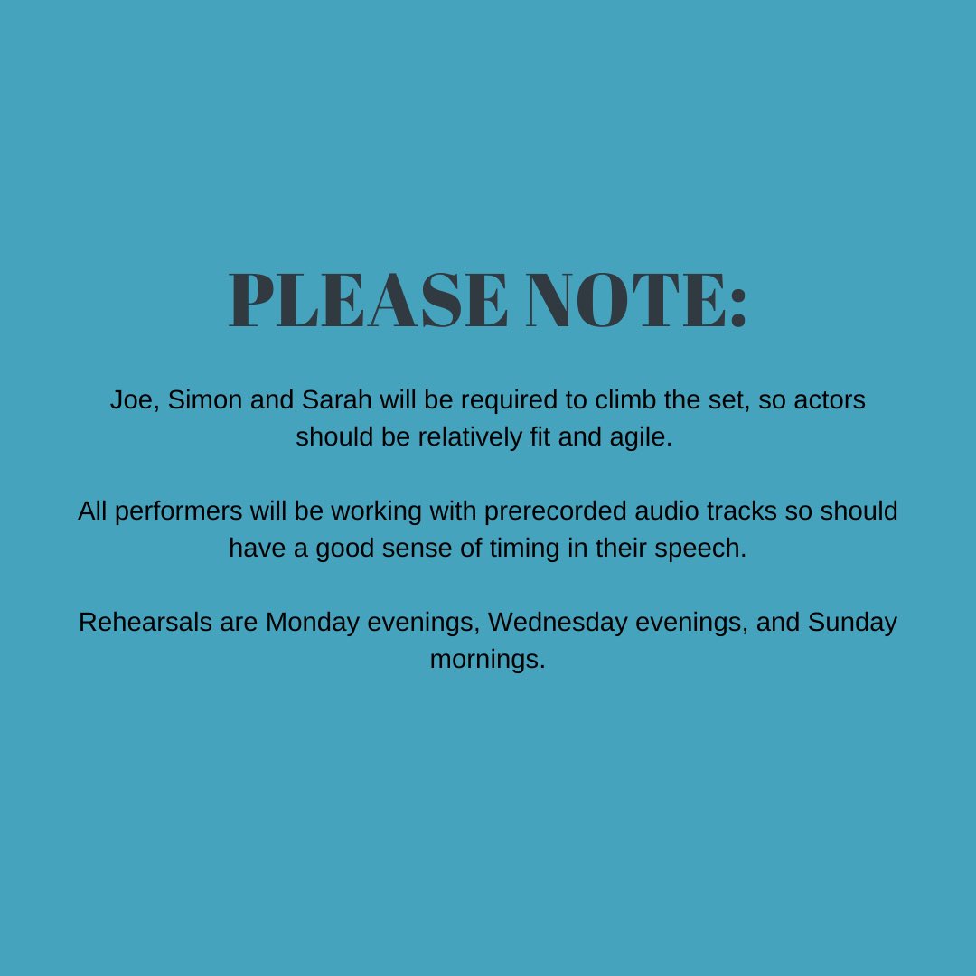 Open auditions tomorrow night! If you’re interested and cannot make tomorrow, please message us individually so we can sort something out!