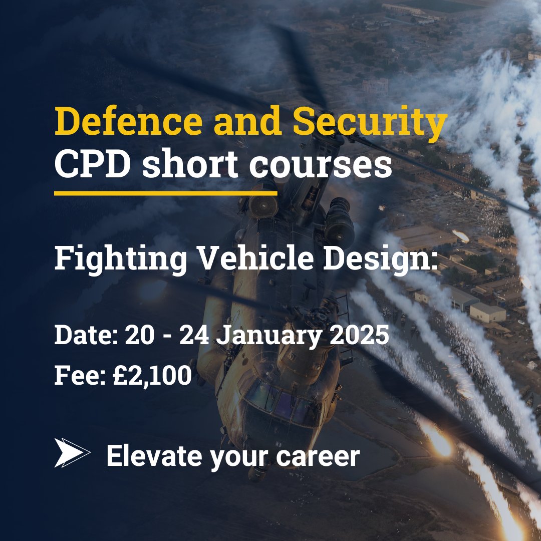 🚀 Ready to take your expertise in defence technology to the next level? Join our 5-day course: Fighting Vehicle Design.

Apply now:
bit.ly/4f2byNH