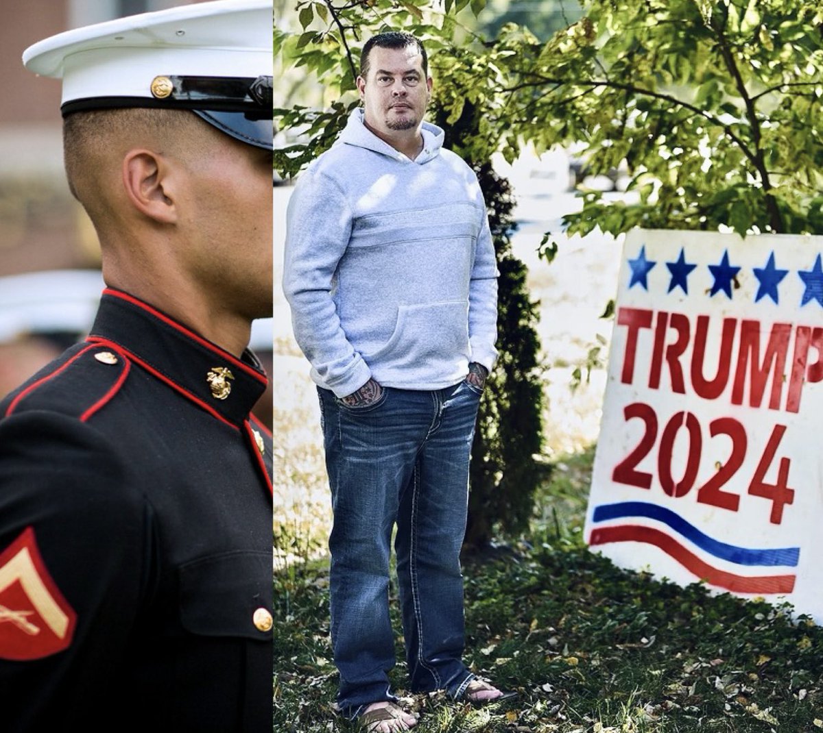 JohnStrandUSA's tweet photo. OMG: Michael Fitzgerald is a disabled USMC veteran, and a loving father.

He was truly innocent on J6–in fact, he was wounded by USCP violations as they attacked unarmed protesters.

But Kamala’s DOJ lied &amp; they’re STILL trying to put him in prison, despite terminal cancer.  SICK https://t.co/qL2ZnnO4Vu