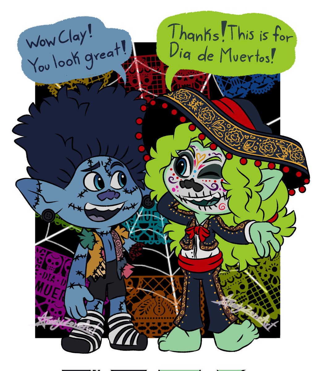 AmelyZoneArt's tweet photo. Now it's the boys' turn to show off their costumes...😌
Happy Dia de Muertos !!!🏵💐💕
.
.
#TROLLSTWT #trollsfanart #trolls
#trollsbranch #trollsclay
#DiaDeMuertos https://t.co/hgI0yoAxeg