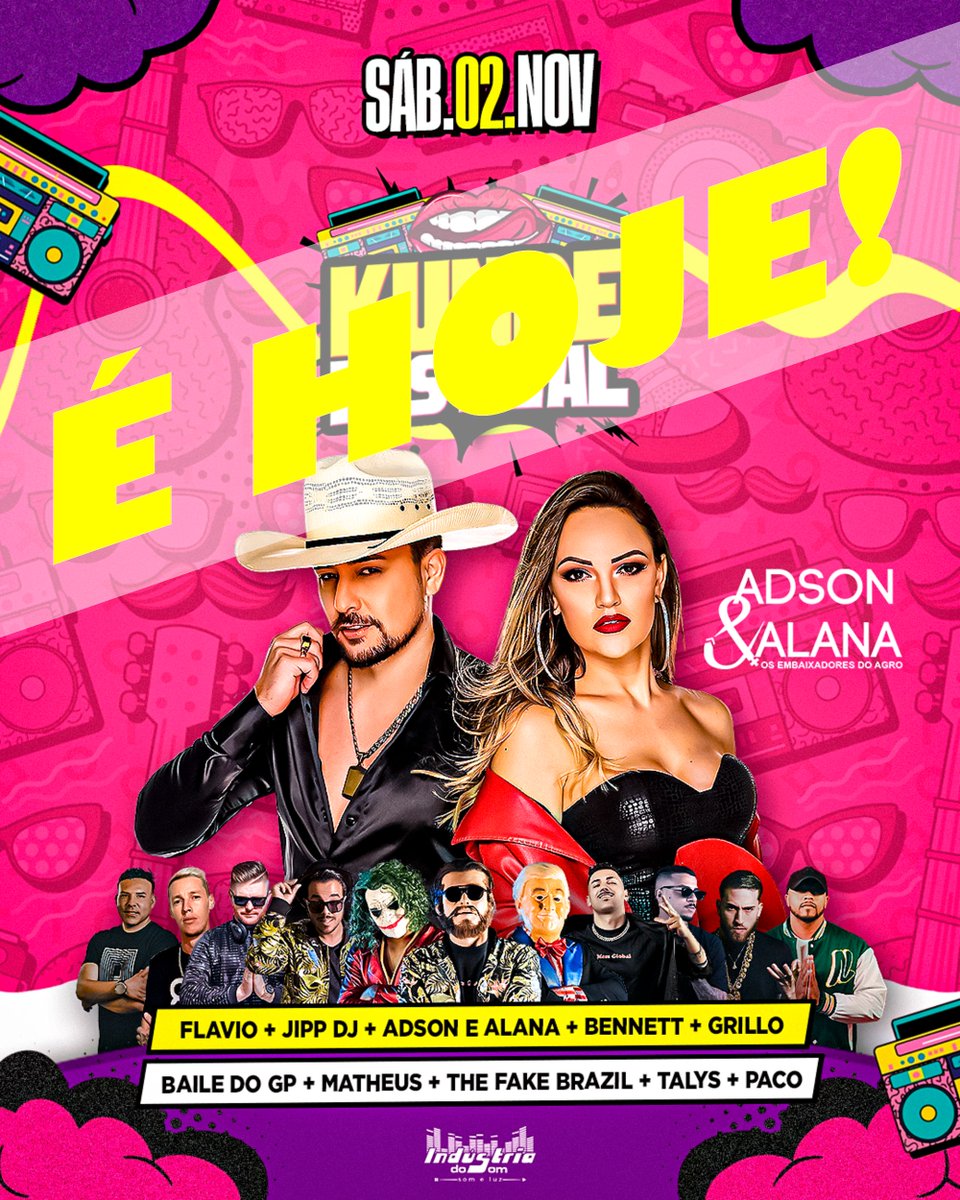 salaokunde's tweet photo. É hoje!! Kunde Festival 🔥
**10 Atrações**
**10 horas de festa**
Antecipados Elas R$ 25,00 e Eles 35,00 e na hora Elas 30,00 e Eles 40,00. Casais casados com comprovante não pagam ingresso até às 22h https://t.co/cDWsIHwtsi
