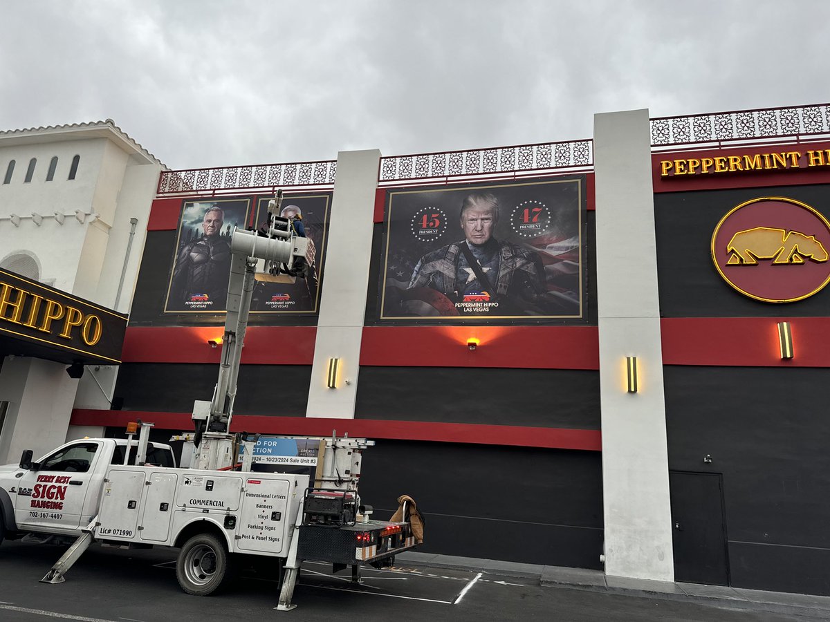 kingPHippo's tweet photo. Just put these up on my building on Las Vegas Blvd. Go out and vote!! The right wing avengers lol 
Trump as Cap America 
Elon as iron man 
Amber rose as black widow 
Rfkjr: Batman 
Tulsi: Wonder Woman
@PHippoNation 
@elonmusk @realDonaldTrump @DaRealAmberRose @RobertKennedyJr @TulsiGabbard