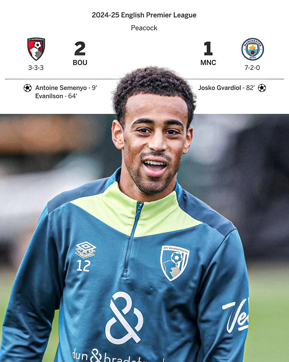 usmntonly's tweet photo. USMNT midfielder Tyler Adams came off the bench for Bournemouth in the 66’ to help close out the match in a massive 2-1 win against Manchester City — getting all three points.

What a win! 👏🔥 https://t.co/LQjTCLXl85