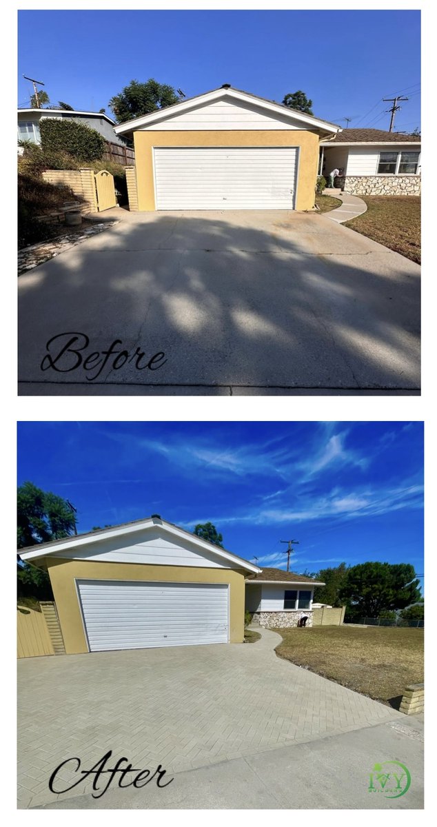 Ivybuilders's tweet image. Witness the magic of transformation! From ordinary to extraordinary with stunning new pavers. ✨ 
#PaverPerfection #HomeRenovation #BeforeAndAfter