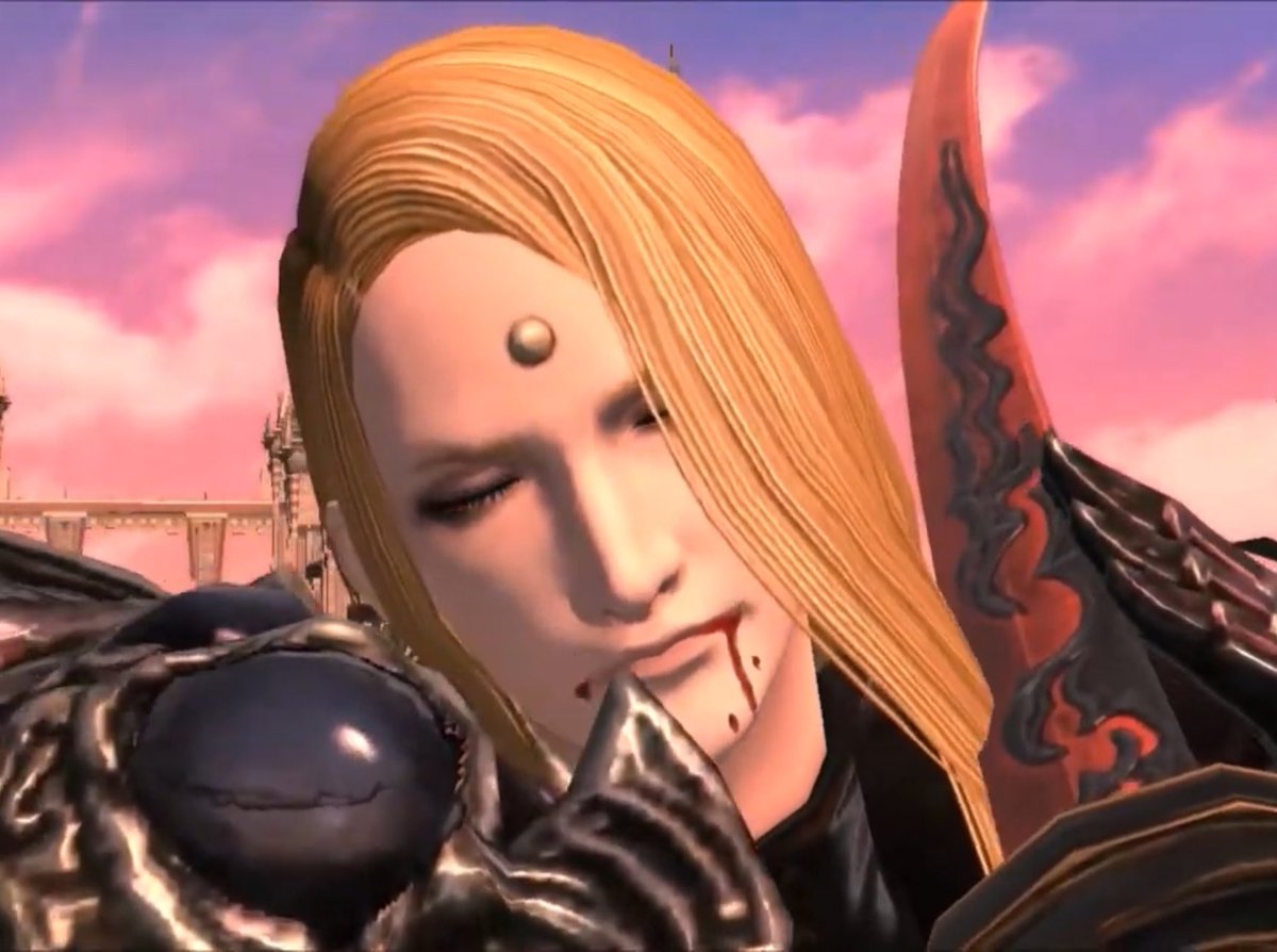 SmuggestSage's tweet photo. He's lonely.  He craves companionship now that he's known the light, but rejects your acceptance of him in stormblood, if you offer it.  He knows he can't have it, not truly, or doesn't know how.

Dare I say he was afraid to return to the muck.  His last expression.  Man. https://t.co/ZLZpEmn6tD