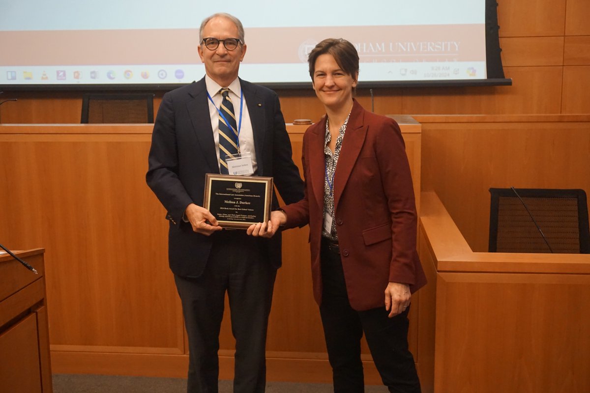 ABILA_official's tweet photo. Finally, the ABILA Best Edited Volume Award went to MJ Durkee (@mjdurkee) for 'States, Firms, and Their Legal Fictions – Attributing Identity and Responsibility to Artificial Entities' (@CUP_Law, 2024). Congratulations to all of our winners! https://t.co/puNnjLzQiI