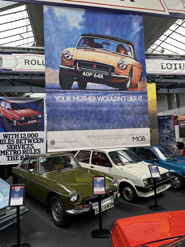 johnpwaxman's tweet photo. MGB GT and Metro at the Great British Car Journey motor museum @car_british at Ambergate, Derbyshire. @vpdd https://t.co/oxpcCIwU1y