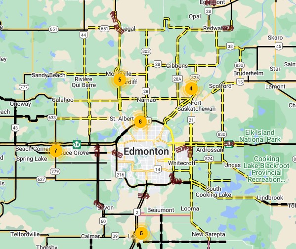 511Alberta's tweet photo. Highways to the north &amp; east of Edmonton are currently reported as partly covered snow with reduced visibility. Plows are active; give them room to work. (11:06am) #ABRoads #ABStorm https://t.co/6elXfl8V4i