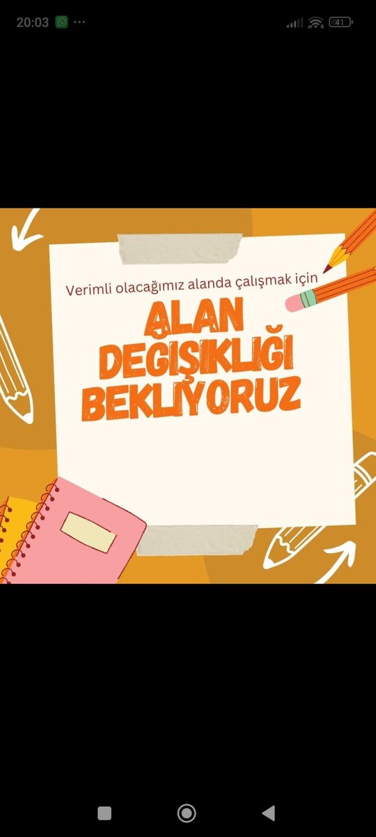 Alan değişikliği istiyoruz daha verimli çalışmak için alan değişikliği gelsin
<a href="/Yusuf__Tekin/">Yusuf Tekin</a> <a href="/cftcblnt/">Bülent ÇİFTCİ</a> <a href="/_aliyalcin_/">Ali YALÇIN</a> <a href="/talatyavuz29/">Talat YAVUZ</a> <a href="/CBegitimogretim/">TCCB EĞİTİM VE ÖĞRETİM POLİTİKALARI KURULU</a> <a href="/mebpgm/">Personel Genel Müdürlüğü</a> <a href="/tcmeb/">Millî Eğitim Bakanlığı</a> <a href="/TalipGeylan06/">Talip Geylan</a> <a href="/RamazanCakirci/">Ramazan Çakırcı</a> <a href="/mesutoner45/">Mesut ÖNER</a> <a href="/turanakpinar/">Turan AKPINAR</a> <a href="/orhankutuk41/">Orhan KÜTÜK</a> <a href="/EgitimBirSen/">Eğitim-Bir-Sen</a>

#MebAlanDeğisikligi