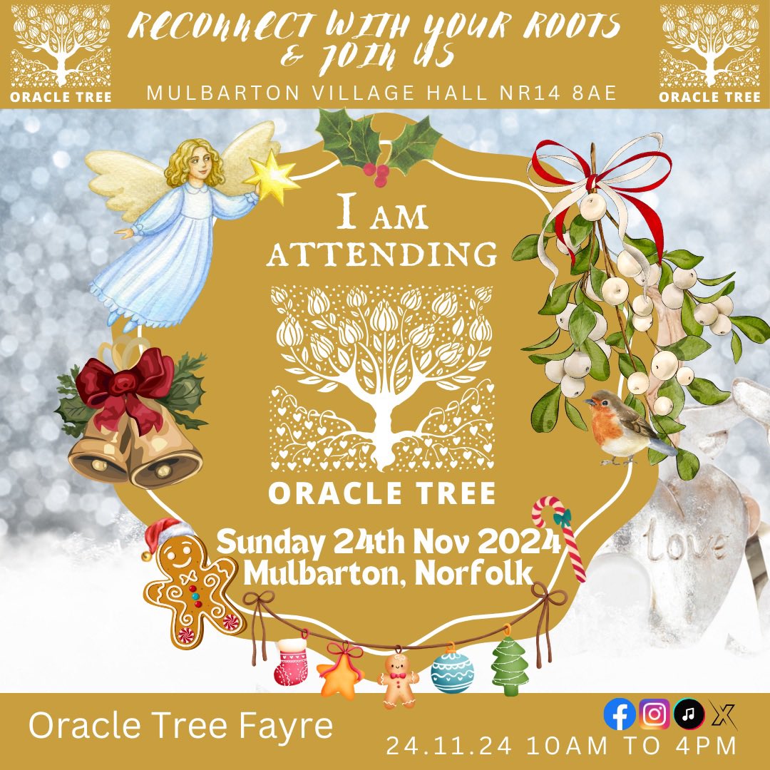 OracleTreeUK's tweet image. Oracle Tree 24.11.24 - Our fayre unfolds at the picturesque Mulbarton Village Hall, Norfolk with three rooms and nearly 40 stalls to explore! Free entry
#mindbodyspirit #norfolk #Stallholders #Abundance #Manifestation #Relaxation #buylocal #Handcrafted #IndependentBusinesses