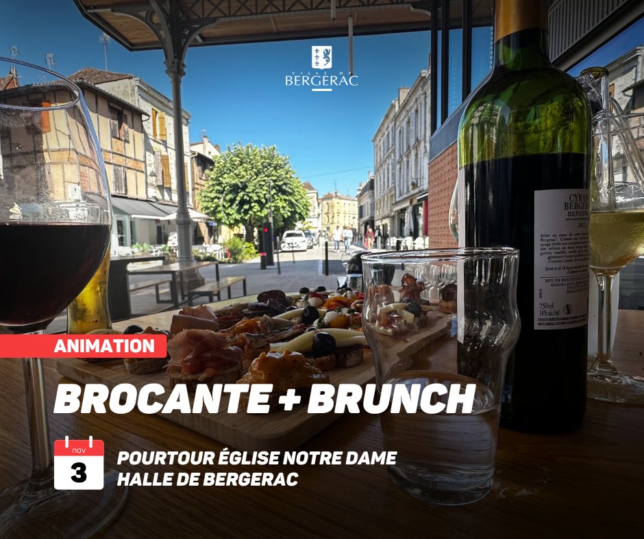 N'oubliez pas demain dimanche, sous un magnifique soleil d'automne de profiter de la brocante autour de l'église Notre Dame et de bruncher entre amis ou en famille sous la Halle de #Bergerac 😉 

Bon week-end à tous 😙