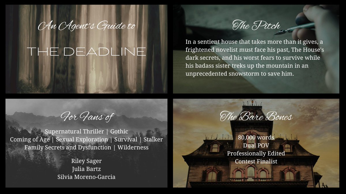 SusieLindau's tweet image. An Agent's Guide to The Deadline—an 80,000-word supernatural thriller set in the Rocky Mountains.
#QuestPit #Q #A #PN #T