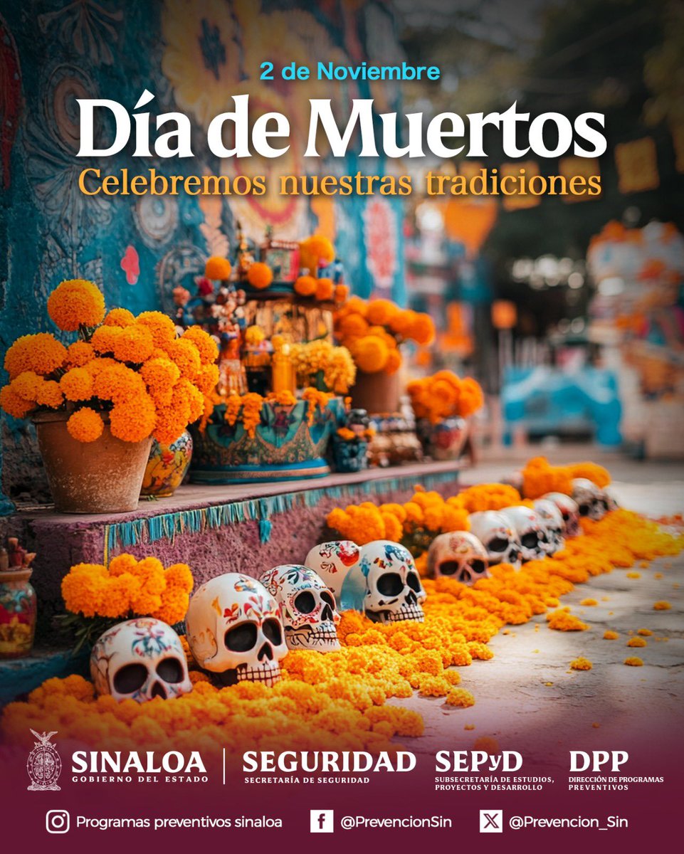 02 de noviembre | Día de Muertos  🕯💀🌸

Hoy conmemoramos una de las tradiciones más significativas de nuestro México, honrando la memoria de nuestros seres queridos. 

#DíadeMuertos