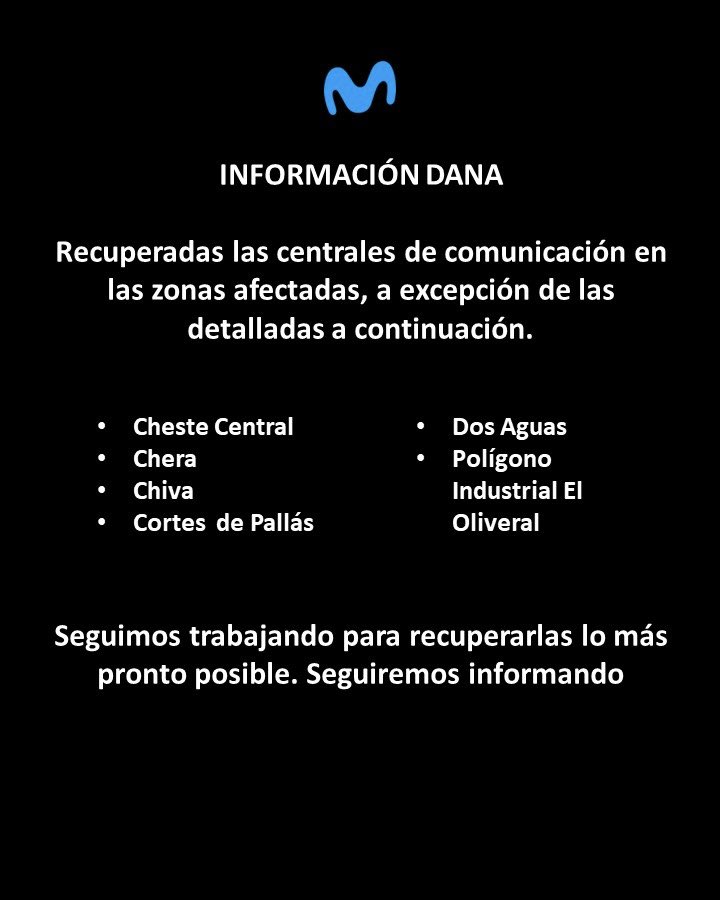 Actualización DANA - Continuamos trabajando para recuperar las centrales de comunicación pendientes. Seguiremos informando por aquí de los avances.