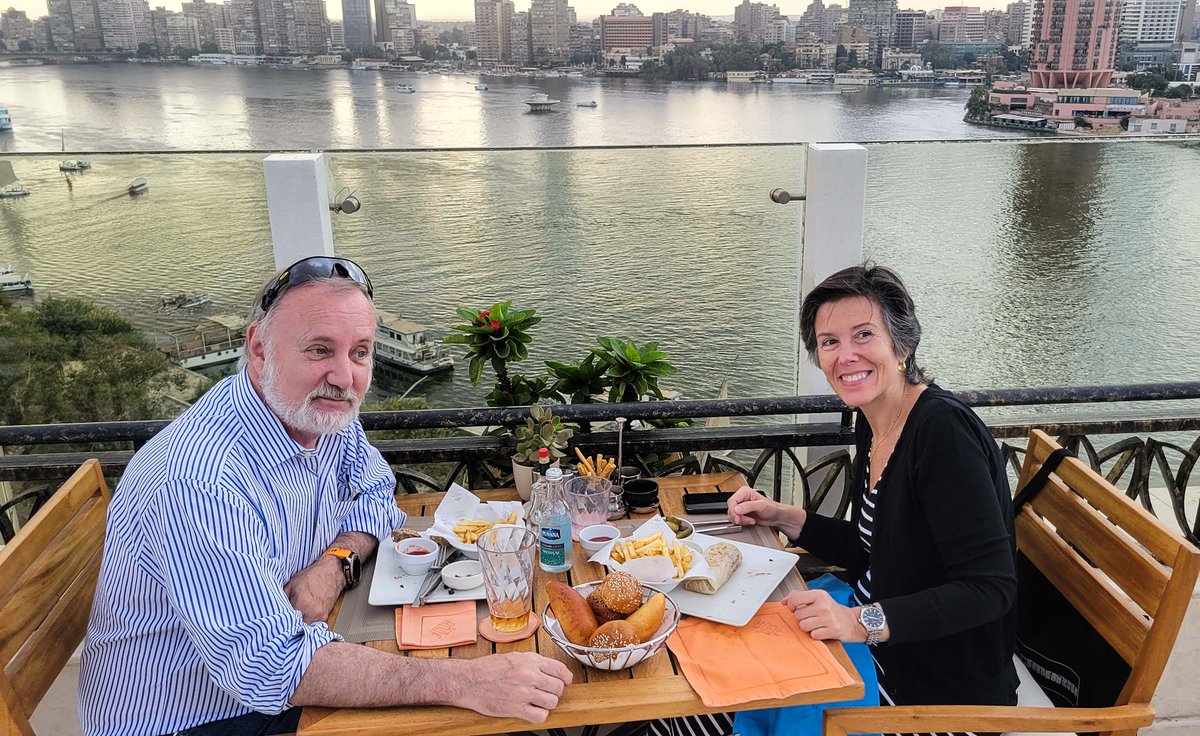 vincrosbie's tweet photo. Lunch. Nile. Cairo. Sunday. https://t.co/4dD203Hqww