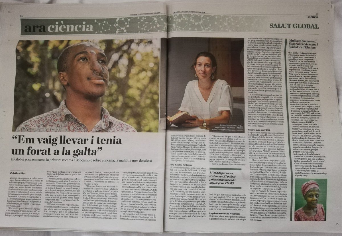 Gràcies <a href="/diariARA/">diariARA</a> per donar-li veu al #noma, als que l'han sobreviscuda i a la nostra recerca a Moçambic. És una alegria molt gran. Seguim💪