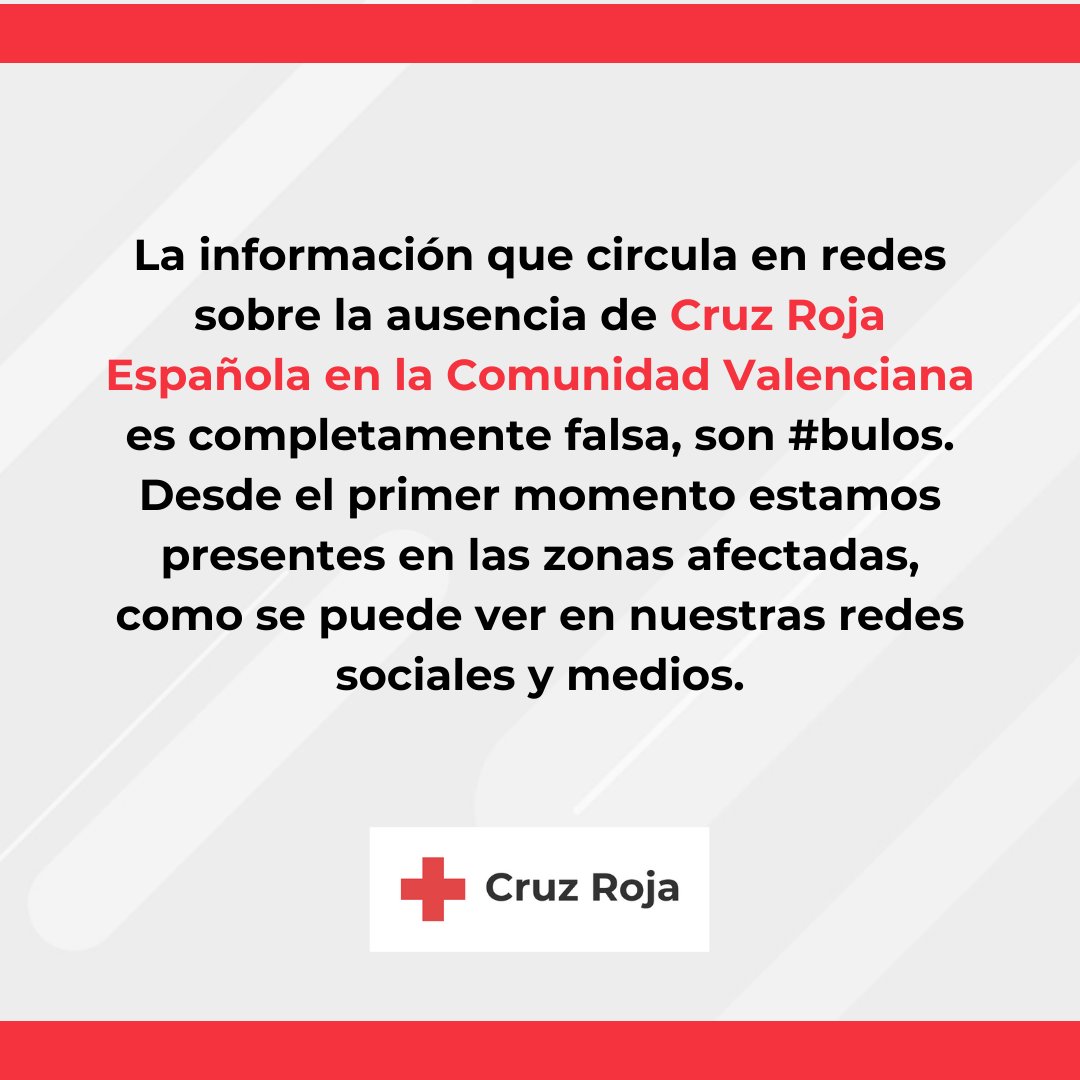 Frente a cualquier bulo, actuemos con seriedad y responsabilidad: no lo alimentemos.
Las personas afectadas por la #DANA necesitan nuestro apoyo y solidaridad. La desinformación no ayuda a nadie.