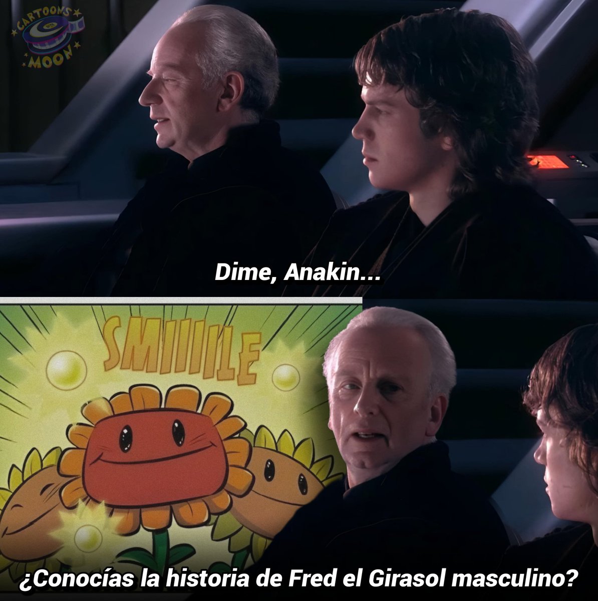 CartoonsOTMoon's tweet photo. Por alguna razón, Fred el girasol, comenzó a tener popularidad en internet:

Fred es el único girasol masculino del que se tiene registro en el canon de Plants vs. Zombies.

A diferencia de las demás flores, Fred es cuadrado. https://t.co/v2BAyWzBMS