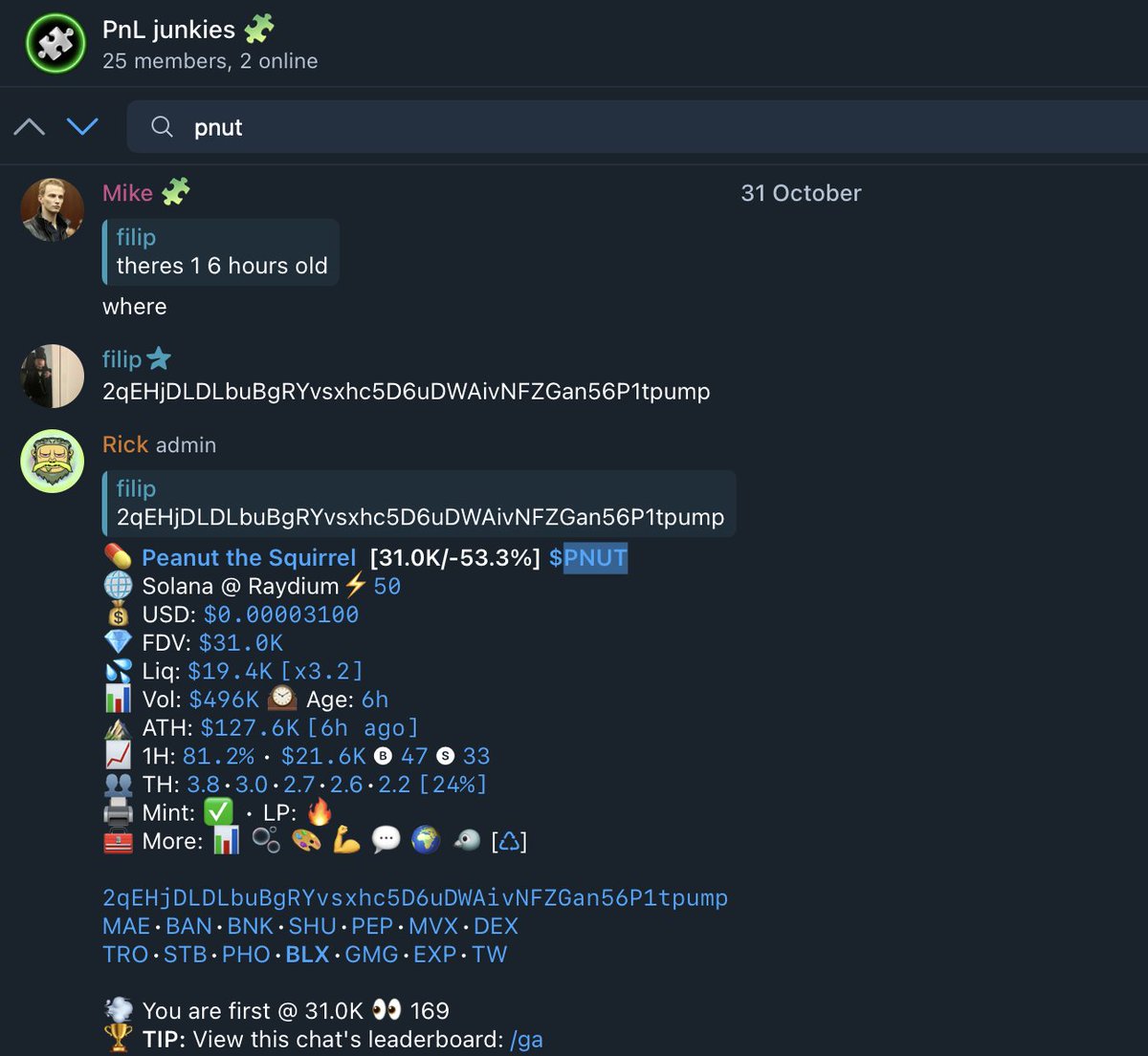 PnLjunkies's tweet photo. $pnut narrative was understood all the way from 31k.

PnL cards coming later, higher. https://t.co/VCvuwcvBp4