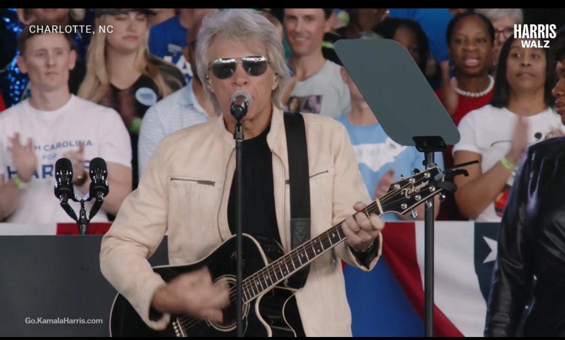 Jon Bon Jovi performs at VP Harris rally in Charlotte, North Carolina today 

Drop a 💙 for Jon