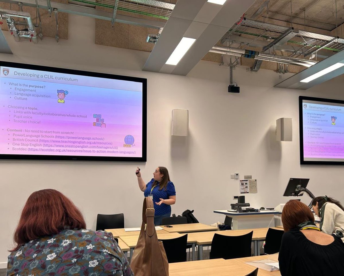 ModernWchs's tweet photo. Super proud of our ML Team today, presenting at the annual SALT conference about the success of our new CLIL approach in the BGE. Amazing for all the hard work to be acknowledged in this way. @WestCalderHigh @higgy1949 @WCHSHandL @1plus2_WLC #WCHSloveslanguages #CLIL
@SALTLANGS https://t.co/sV3nGxWtPA