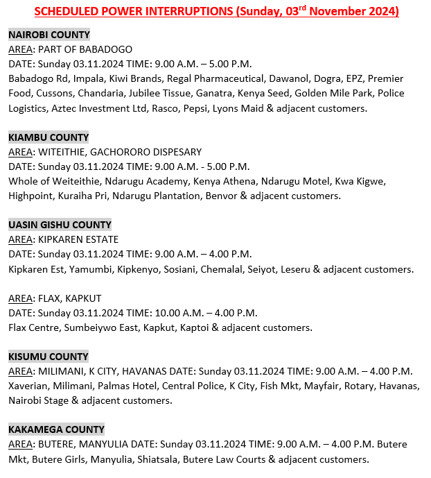 Hello, these areas will be affected by planned power interruptions tomorrow: ^BT