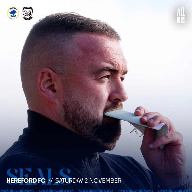 ChesterFC's tweet photo. 🗣️ Hear from the gaffer after our 3-0 win against @HerefordFC. ⤵️

#CFCHER | #UTS