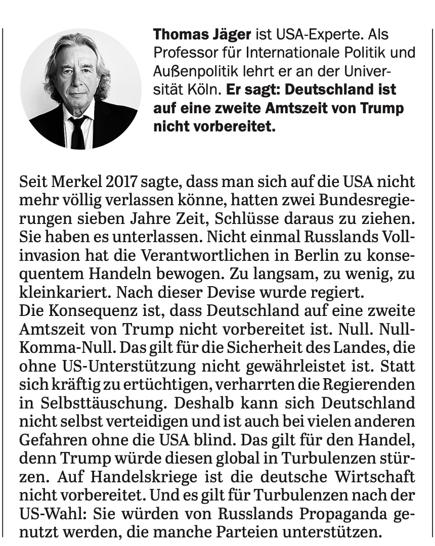 jaegerthomas2's tweet photo. Ist Deutschland auf einen Sieg Trumps vorbereitet? Besten Dank an @Tagesspiegel https://t.co/IJzhnBtMRP