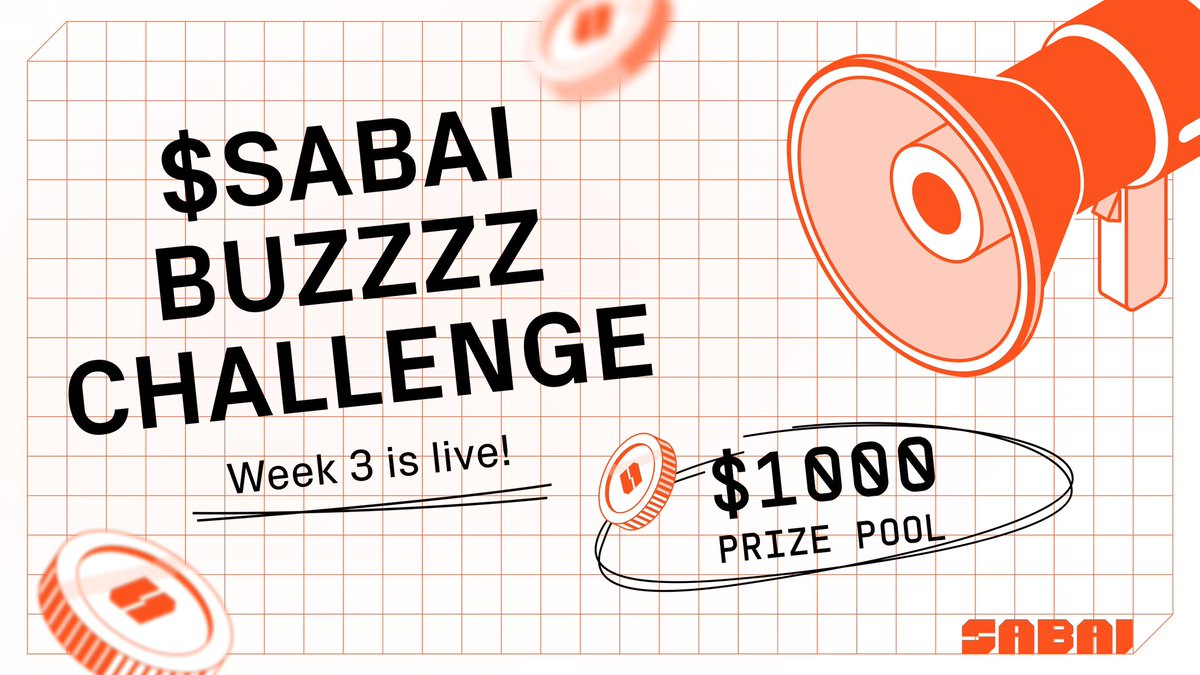 Week 3 of the $SABAI BUZZZZ CHALLENGE is here! 🚀

The noise continues! Join the challenge, and earn amazing rewards 👉 zealy.io/cw/sabaiprotoc…

Don't miss out—jump in now and be part of the BUZZ!

#zeally #zeallysprint #reward #challenge $SABAI