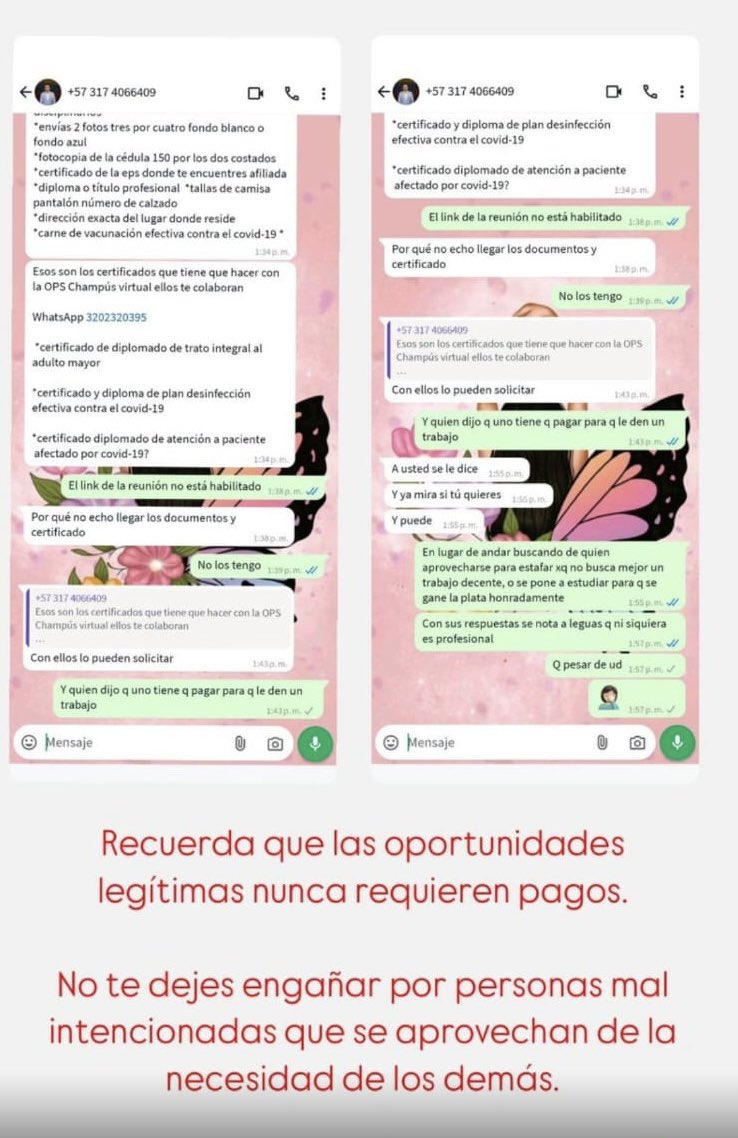 LuisCarlosLealA's tweet photo. 🚨 ¡No se deje engañar!🚨 

Están usando mi imagen para estafar a cambio de supuestos empleos. Por favor ayúdenme a reportar el número 3174066409 desde el cual se están realizado estas estafas. 

RT. https://t.co/7kKIwsAF9G
