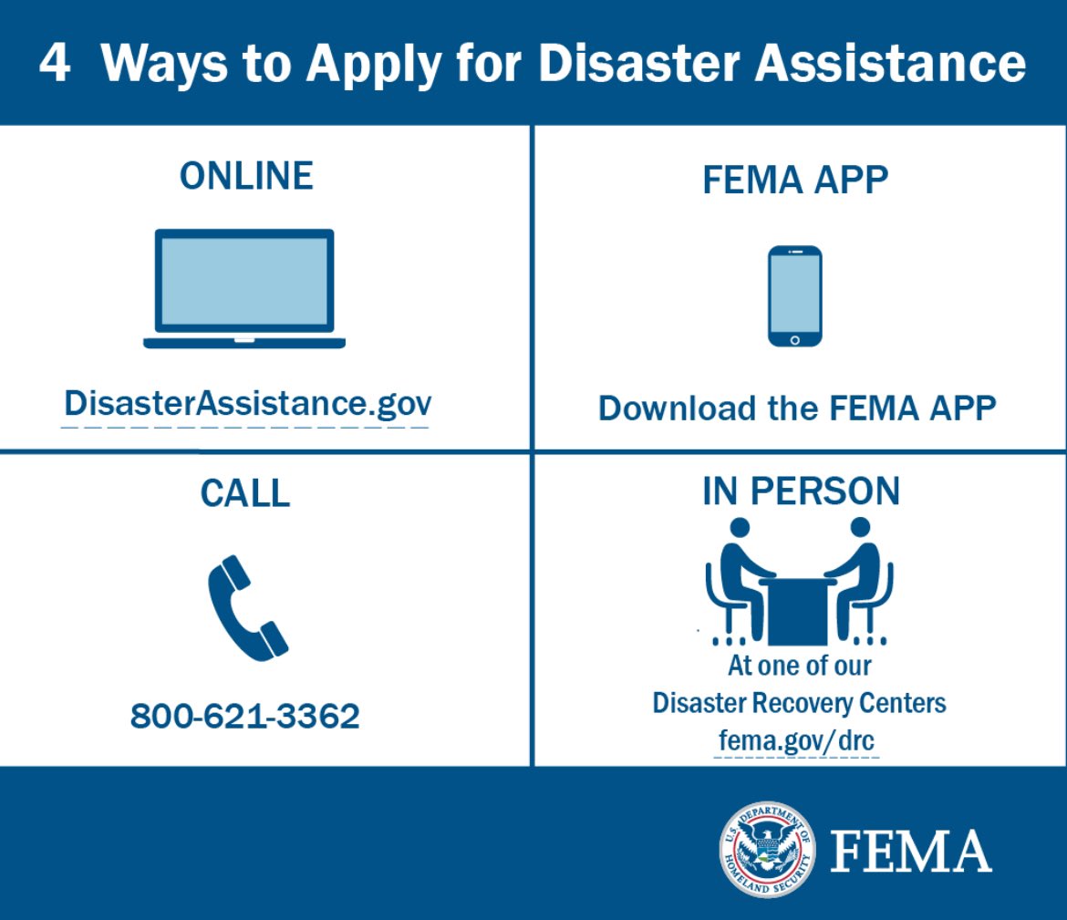 NEW MEXICO — Chaves County homeowners and renters, who sustained damage from the Oct. 19-20, 2024, severe storm and flooding may be eligible for disaster assistance under FEMA’s Individuals and Households Program.

More: fema.gov/press-release/…

Ways to apply⤵️