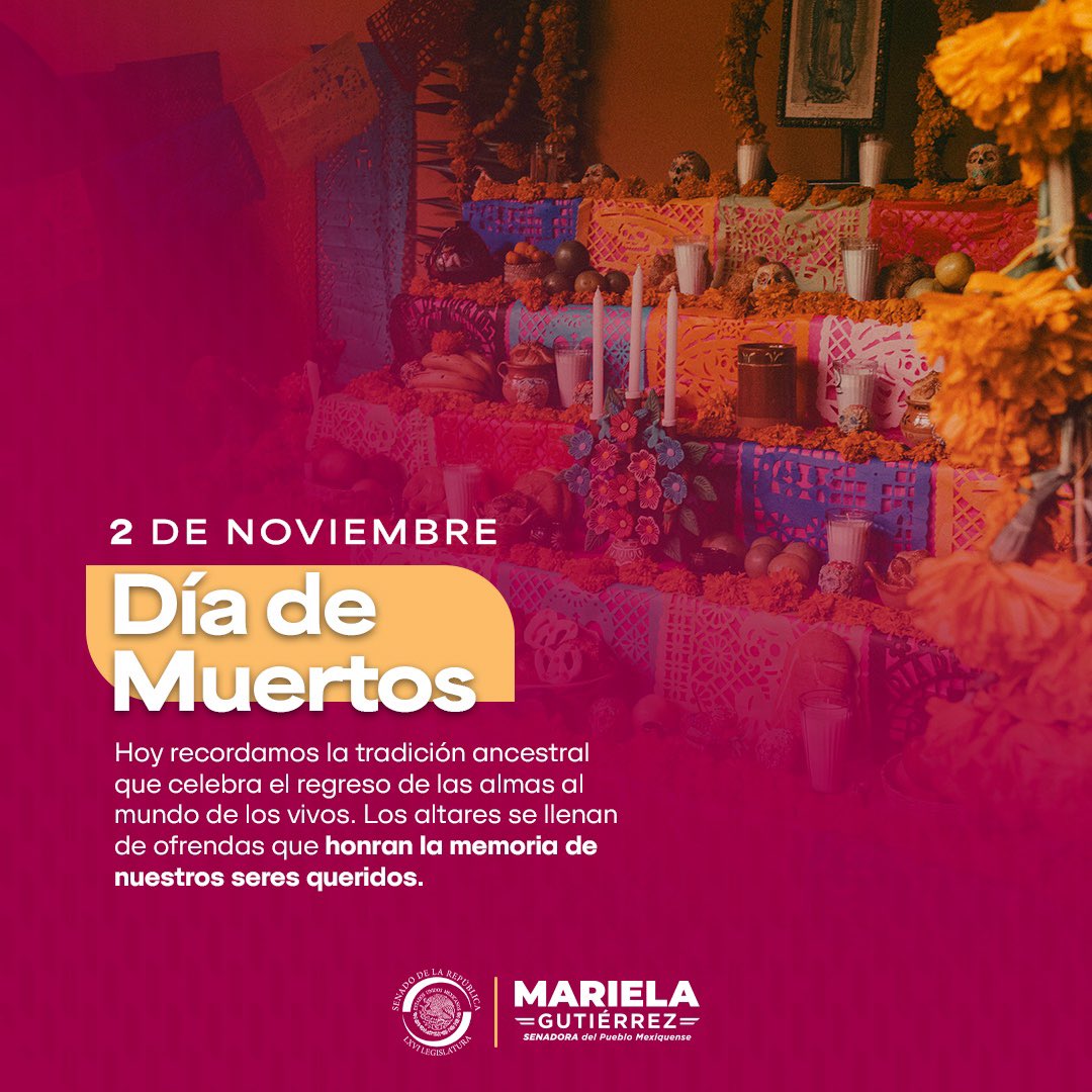 MarielaGtzEsc's tweet photo. El Día de Muertos es una de las fiestas más esperadas por todas las familias mexicanas.

Ya que de acuerdo a nuestra tradición, nuestros seres queridos que ya no están aquí, regresan a convivir y a comer los que más les gustaba.

#SenadoraDelPuebloMexiquense https://t.co/BRsDsQoBWD